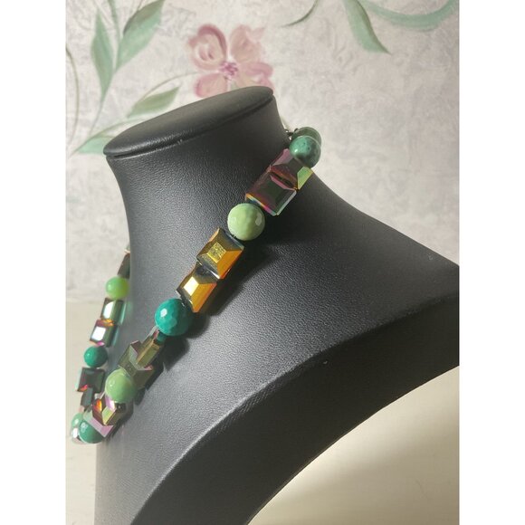 Colorful Beaded Necklace With Multi Color Iridescent Beads - Picture 3 of 4